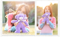 Ours en peluche géant personnalisé avec nœud papillon, ours en peluche violet lavande, jouet en peluche, jouet micro-ondable pour cadeau
