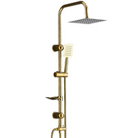 Système de douche doré combiné de robinet de pulvérisation à main de pluie rond haute pression mural