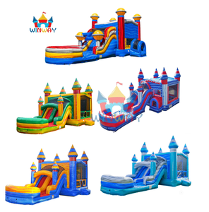Nouvelle conception de toboggan aquatique commercial en PVC couleur marbre, combo rebondissant, château gonflable pour la location de fêtes - Product Image 1