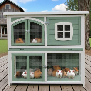 Conejo conejito de madera de dos niveles o conejillo de indias Casa de mascotas de fácil acceso <span class=keywords><strong>para</strong></span> limpiar muebles en venta - Product Image 2