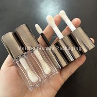 Tube de brillant à lèvres carré ISMAN 8 ml avec logo personnalisé, capuchon rond gris bronze, emballage vide pour brillant à lèvres, grand applicateur, bouteille cosmétique à marque privée