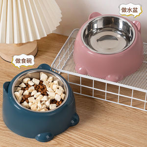 Cuenco para mascotas de acero inoxidable con orejas de oso, cuenco individual antideslizante para gatos y perros, utensilio de alimentación con forma redondeada - Product Image 2
