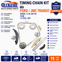 Kit de Cadena de Distribución de Alta Resistencia con Tensores, Guías y Cadena de Bomba de Aceite Compatible con Ford JMC Transit 2.4L Diésel V348, Piezas de Repuesto Originales