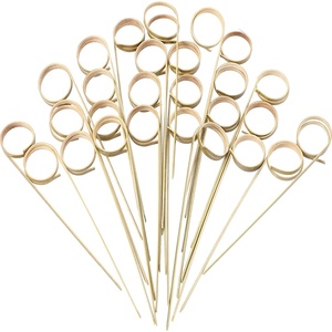 100pcs gói tre thắt nút xiên 4.7 "cocktail và món khai vị Picks hoa bên trái cây ngón tay gậy trên doanh số bán hàng - Product Image 6