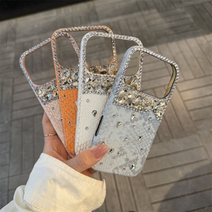 เคสโทรศัพท์หนังสีส้มประดับกลิตเตอร์เพชร สำหรับ iPhone Air 17 16 Plus 12 13 14 15 Pro Max หรูหรา ประดับคริสตัล ป้องกันอย่างดี - Product Image 4