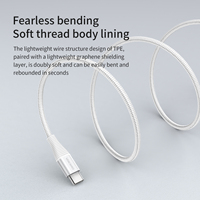 Kabel PD Tipe-C ke Tipe-C Nylon Kepang Perak 1.2 Meter 20W Pengisian Cepat & Transfer Data dengan Penyangga untuk Komputer