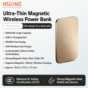 <span class=keywords><strong>Cargador</strong></span> Portátil Magnético Inalámbrico de Aleación de Aluminio OEM ODM de 5000 mAh, Puerto de Carga USB-C de 15 W, Color Personalizado - Product Image 5