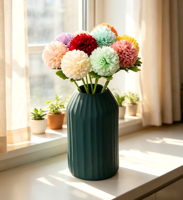 Fleur artificielle en soie, chrysanthème pompon à tige unique, fausse fleur boule pour bouquet de mariage, décoration de fête