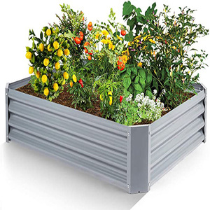 Silver Rectangular Raised Garden Bed Custom Sizes Galvanized Metal Planter Boxes <b>for</b> Outdoor Vegetables Flowers & <b>Herbs</b> Planting - Product Image 3
