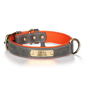 Luxury Classic Soft <b>Padded</b> Leather Dog Collar with Custom Name Engraved Breakaway Anti-Lost Design for Small/Medium Breeds - Product Image 4