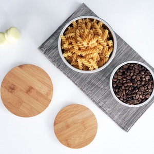 304 Stainless Steel Round Airtight <b>Container</b> Bamboo Lid Food Storage Jar For Coffee Beans <b>Snacks</b> Tea Grains - Product Image 3