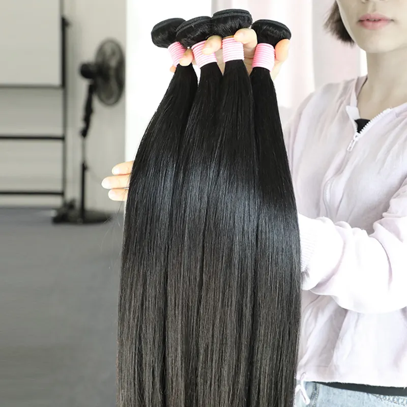Toptan çift çizilmiş uzantıları saç demetleri insan saçı ham bakire manikür hizalanmış vietnamca kamboçyalı takma saç doğal