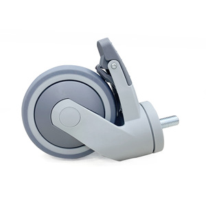 Ruedas de doble rueda con vástago roscado de grado médico, 4 pulgadas, 100mm, TPR, ruedas médicas, fábrica directa, china - Product Image 4