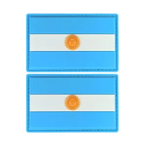 Guangzhou Manufacture supply Argentina flag sticker patch mix rubber 3d hook and loop pvc patches