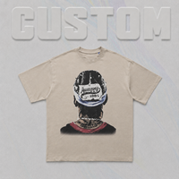 Camiseta de manga corta de algodón puro de 315g, estilo americano, resistente, con diseño de retrato impreso directamente, top informal holgado para hombre