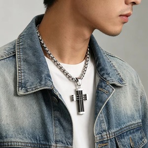 Collar con Colgante de Cruz Geométrica Hueca 3D para Hombre y Mujer, Acero Inoxidable, Dorado, Plateado, Negro, Joyería Religiosa Cristiana, Regalos - Product Image 5