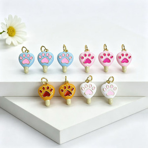 JS2137 Pendentifs Breloques Mignons et Chics d'Été Plaqué Or 18 carats Émail Coloré Motifs Patte <span class=keywords><strong>de</strong></span> Chien, Patte <span class=keywords><strong>de</strong></span> Chat, Sucette, Pastèque, Glace et Crème Glacée - Product Image 4