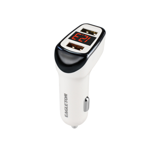Chargeur de voiture à écran LCD 10.5W 5V 2.1A Kit de charge rapide 2-en-1 double USB avec câble micro USB, alimentation fiable dans la voiture pour téléphones - Product Image 1