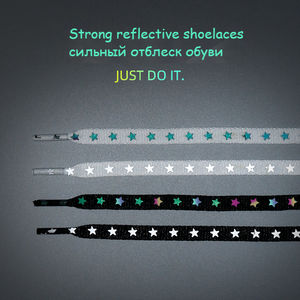 새로운 홀로그램 반사 별 신발끈 플랫 스니커즈 양면 반사 신발끈 어린이 성인 유니섹스 발광 신발끈 - Product Image 4