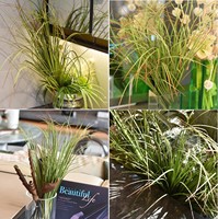 Simulasi Rumput Bawang Hijau Bunga Buatan Tanaman Pot Bahan PVC Tinggi 52.5cm Penggunaan Luar Ruangan Desain Bionik Cabang Tunggal