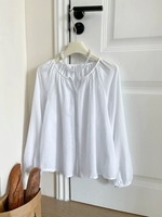 Chemisier en lin et coton personnalisé avec logo, protection solaire, manches lanternes, décontracté, ample, pour femme, vente en gros