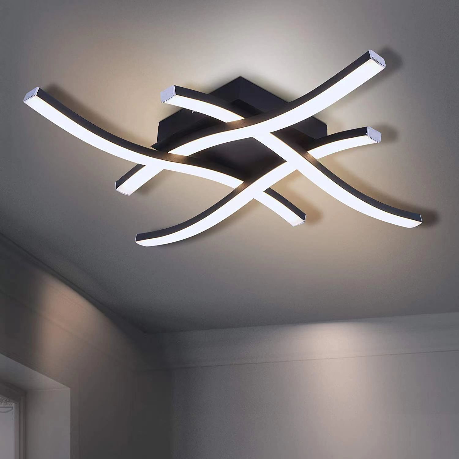 Modern LED Flush Mount Ceiling Light Fixture Dimmable Acrylic Panel for Hallway Kitchen Bedroom Bathroom Lighting