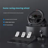 Volante de Carreras Giratorio Nuevo de Fábrica para PC, PS3, PS4, Xbox One, Switch, Volante de Conducción con 3 Pedales