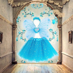 Conjunto de 4 Piezas de Disfraz de Bruja para Niñas Pequeñas con Alas de Mariposa, Falda Tutú, Material de Poliéster - Product Image 3