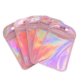 Laser Plastic <strong>Bags</strong> Accessories Earrings Zipper <strong>Bags</strong> Hologram pink Silver <strong>rainbow</strong> Holographic Zip Lock Packaging <strong>Bag</strong> - Product Image 2