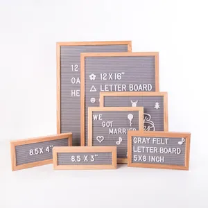 Customize Oak Frame Felt Letter Board With Changeable Plastic Letters