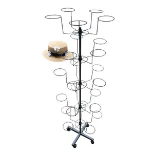 Retail Store Portable Metal Floor Wire Holder Retail Hanging Hat Rack Display Stand
