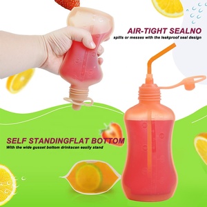 Tùy chỉnh tái sử dụng dành cho người lớn Silicone drinkware Smoothie nước trái cây Tủ đông Túi Ráp chai nước với rơm - Product Image 3