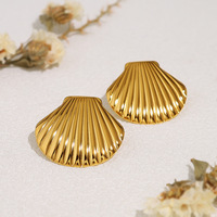 Boucles d'oreilles tendance en acier inoxydable plaqué or de la série Ocean Style, collection été, bijoux haut de gamme inaltérables