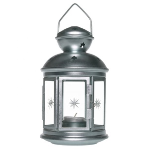 Vela de metal para jardín, minifarol de diseño de estrella cortada, de plata, vintage - Product Image 1