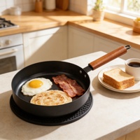 Professionelles Küchen-Kochgeschirr-Set Antihaftbeschichtete Aluminiumguss-Bratpfanne und Topf-Set mit Ergonomischem Holzgriff Langlebig