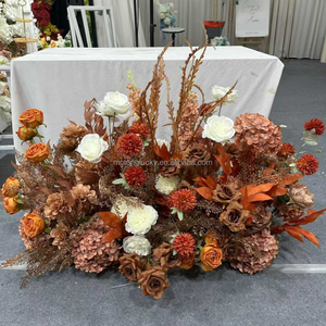 Décoration de mariage minimaliste, rangée de fleurs en soie couleur caramel de 60 cm pour allée de mariage, fleurs pour bal de mariage - Product Image 6