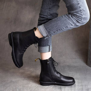 Botines de Piel Auténtica Estilo Étnico Retro para Otoño o Invierno, con Cierre Lateral, Cordones, Suela Suave y Forro de Algodón - Product Image 4