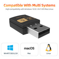 Adaptador Wifi Pix-Link Uac10 600M Mini Usb 2,0 tarjeta de red Wifi inalámbrica BT Compatible 2,4G a 5G 802.11ac para Pc Win7/8/10