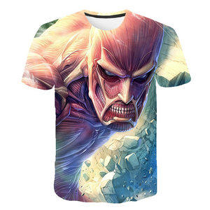 T-shirts à manches courtes en coton respirant à col rond avec impression numérique 3D Anime <span class=keywords><strong>2023</strong></span>, 180 g/m², T-shirt Attack on Titan - Product Image 2