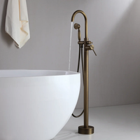 Ensemble de robinetterie de douche à effet pluie moderne en laiton brossé, à cartouche céramique unique, à poser au sol, haute pression, avec barre coulissante, populaire en Europe