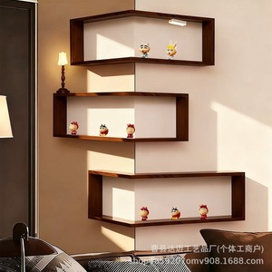 Wooden Corner <b>Wall</b> <b>Shelf</b> 45x45x19.5cm <b>Wall</b> <b>Mounted</b> Display Rack For Living Room Decorative Storage - Product Image 5