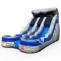 Toboggan gonflable double piste en PVC de 15 pieds, pour utilisation humide et sèche, avec installation facile