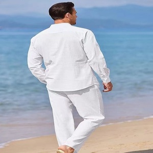 ชุดกีฬาฤดูร้อนปี 2025 ชุดลำลองชายหาดผู้ชาย เสื้อแขนยาว กางเกงขายาว ชุดทำงาน ชุดสองชิ้น - Product Image 6