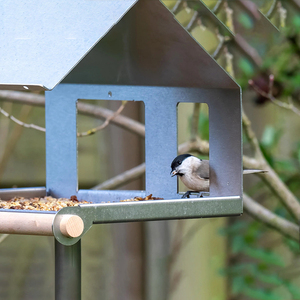 Mangeoire à oiseaux sur pied JH-Mech personnalisée, grande capacité, alimentation ouverte, résistante à la rouille, en forme de <span class=keywords><strong>maison</strong></span>, en acier galvanisé - Product Image 2
