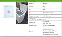Congélateur coffre blanc 145 litres à commande mécanique, vidange d'eau frontale, super congélation, arrêt automatique du compresseur pour maison et appartement