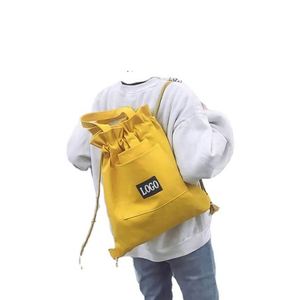 Wholesale Solid Color Design Recycled Travel Custom Logo Cotton Canvas String <b>Drawstring</b> Shopping Tote <b>Backpack</b> - Product Image 6