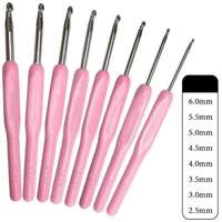 Kit d'aiguilles à crocheter en oxyde d'aluminium coloré, 8 tailles, avec manche ergonomique en plastique souple, outils de tricot pour le tissage manuel DIY