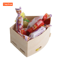 Houten waaier-vormige saladekom, fruitsnack-serviesplateau, houten voedselbox
