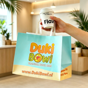 Sac de courses et à emporter personnalisé en papier kraft écologique et recyclable pour restaurants de <span class=keywords><strong>Poke</strong></span> <span class=keywords><strong>Bowl</strong></span> et de plats légers - Product Image 6