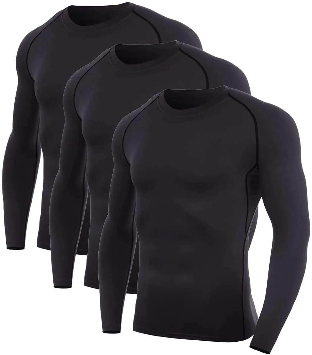 Wholesale Men's Long Sleeve Compression Shirt Base Layer Workout Fitness Running Shirts Top Men's Gym Wears